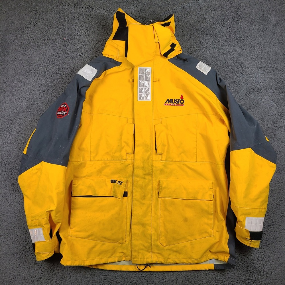 Musto Performance MPX Gore-Tex Sailing Jacket Yellow Grey Mens XL Offshore Coat